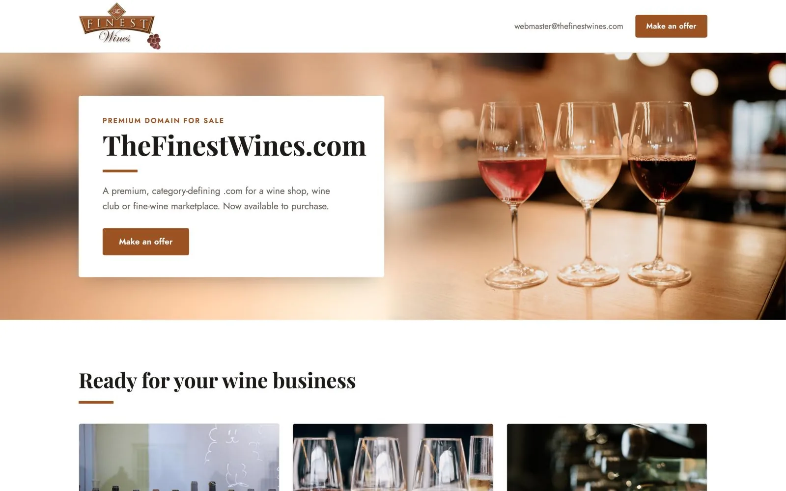 TheFinestWines.com website home page designed by Gorman Web